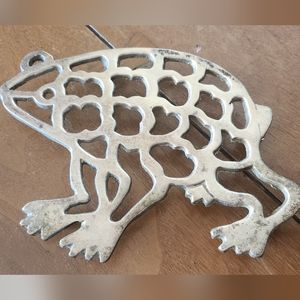 Vintage Brass Frog Trivet Hotplate